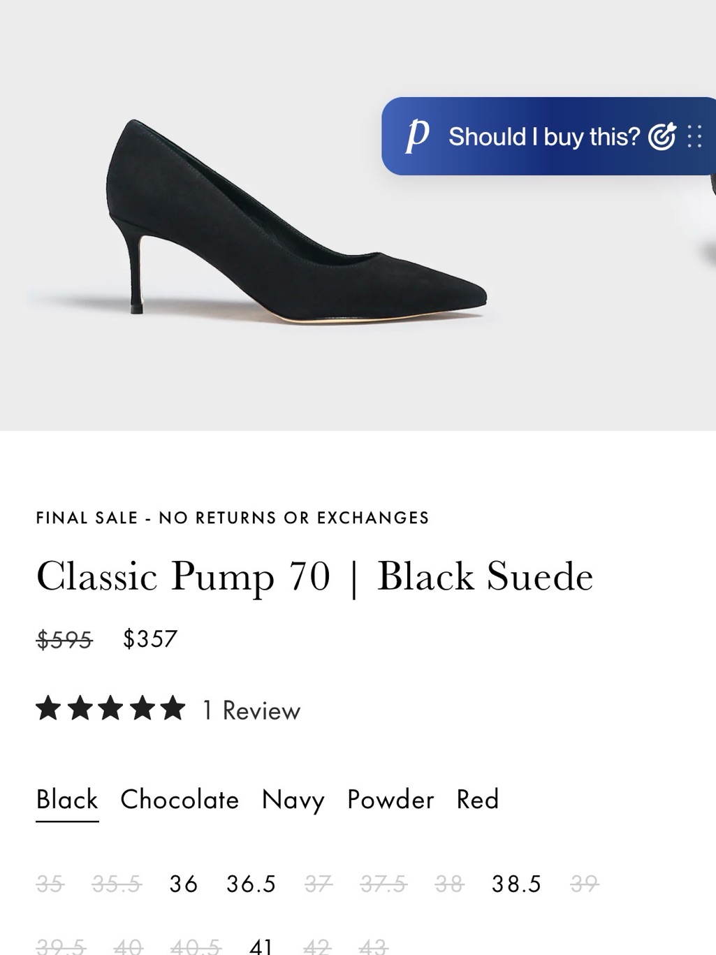 Marion Parke Classic Pointed Black Suede Pump 70